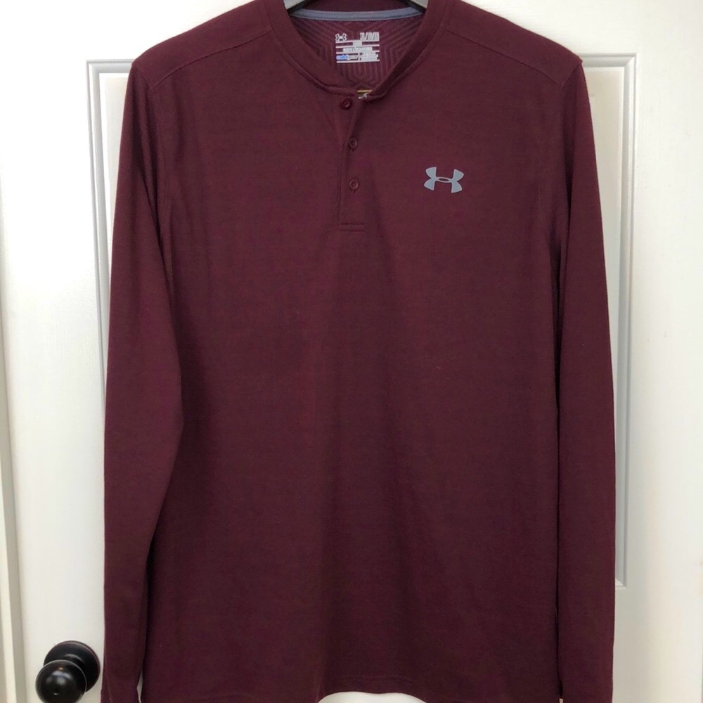 Under Armour Cold Gear Men's Henley Pullover Size XL Burgundy